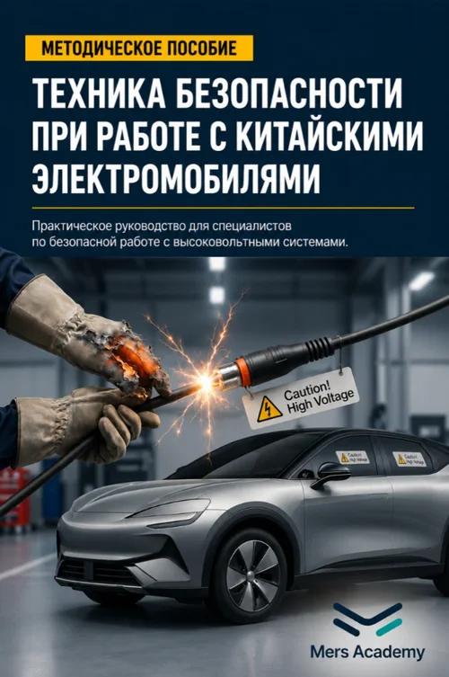 Обложка пособия «Техника безопасности при работе с китайскими электромобилями»